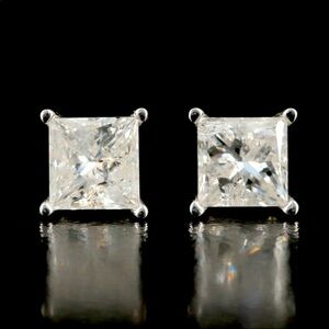 2.16 carat diamond earrings - princess cut